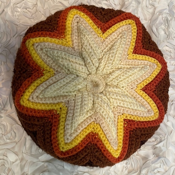 Vintage mid century 1960 crochet throw pillows